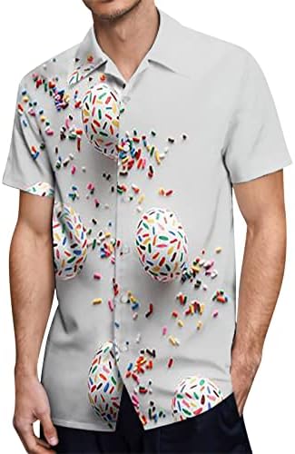 YangqıGY Erkekler Aziz Patrick Günü Baskı Rahat Gömlek Kısa Kollu Turedown Yaka Bluz Gömlek Gömlek Düğmesi ile