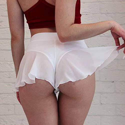 Bayan Sıkıştırma Kısa Ruffled Pantolon Bikini Mini Yüksek Sıkı Şort Kadın Dans Kutup Bel Pantolon Bayan Rahat Şort