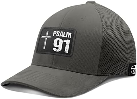 Bizim Gerçek Tanrı Mezmur 91 Çapraz Yama Flexfit Şapka Hıristiyan İncil Alıntı beyzbol şapkası