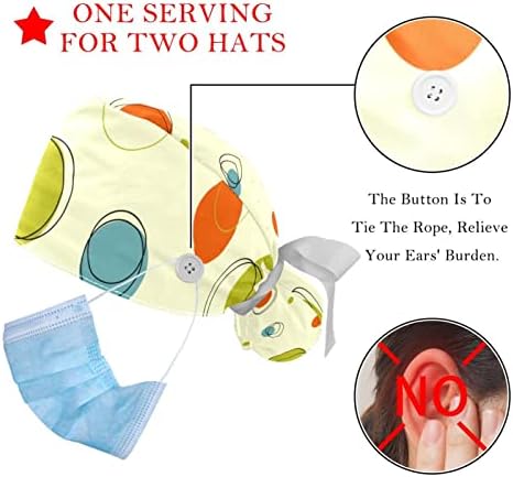 2 Paket Cerrahi Kap Ter Bandı ile Nefes Kabarık Şapkalar Uzun Saç Ayarlanabilir Hemşire Fırçalama Kapaklar Sinek Kuşu