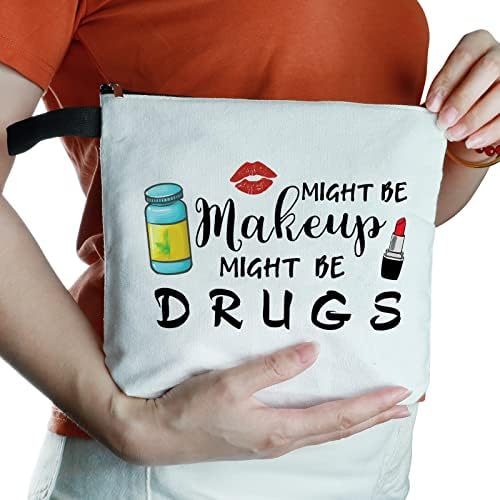 Komik Yaprak Seyahat Kozmetik Çantaları Çok Fonksiyonlu Fermuar Kılıfı Hediyeler Mizah Hediyeler için Hasta Hemşire