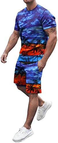 2023 Yeni Erkek İlkbahar Yaz Kıyafeti Plaj Kısa Kollu Baskılı Gömlek Kısa Takım Elbise 2 Parça Kruvaze Erkek Takım
