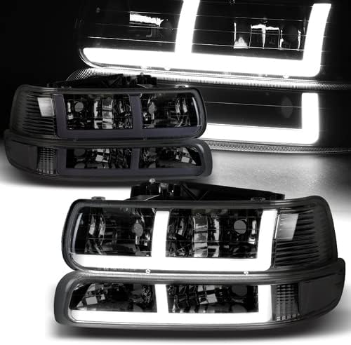 HK5 Krom Konut temizle reflektör G2 DRL LED far + tampon ışık 4 ADET 2000-2006 Chevrolet Suburban ile uyumlu & 1999-2002