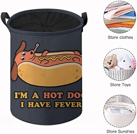 Hot dog 1 İpli Su Geçirmez katlanır çamaşır sepeti, Kirli Giysiler çamaşır sepeti, Kolu Keten Kutusu Depolama Organizatör