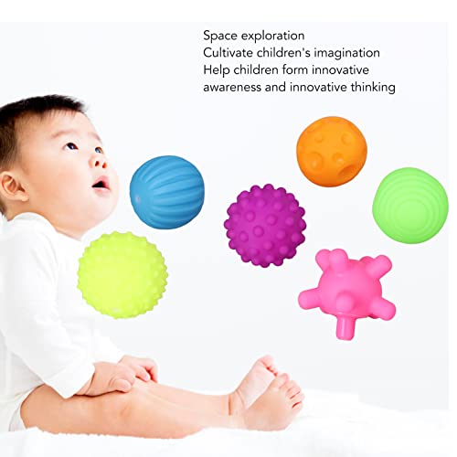 Aqur2020 6 adet Set Bebek Komik Yumuşak Elastik Renkli Sıkma Duyusal Top Oyuncak Bebek Dokulu Top Masaj Topu Stres