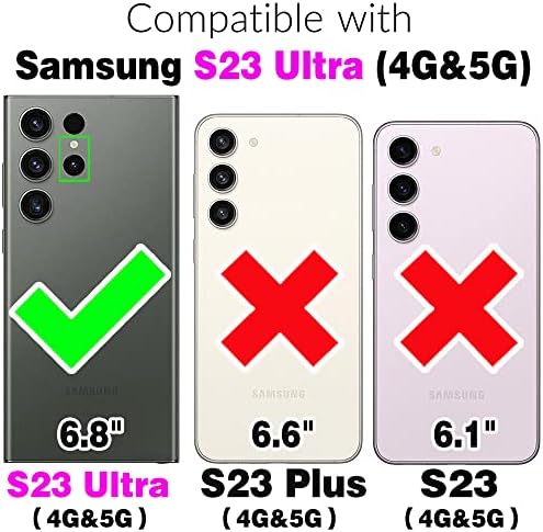 Asuwish Telefon Kılıfı için Samsung Galaxy S23 Ultra 5G Fermuar Cüzdan Ayrılabilir Kapak ile Ekran Koruyucu ve Deri