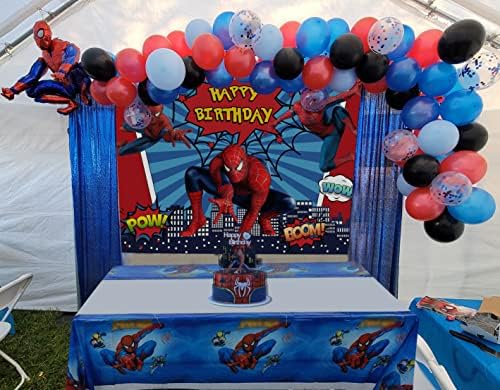 Süper kahraman Örümcek Doğum Günü Partisi Zemin 5x3ft Süper Kahraman Örümcek Masa Örtüsü Çocuklar için Doğum Günü