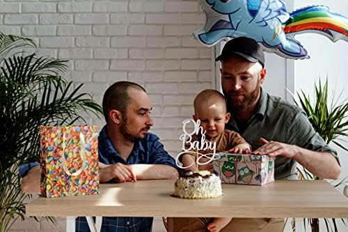 AHAORAY Oh Bebek Kek Topper-Premium Gümüş Bebek Doğum Günü Partisi Kek Dekorasyon Malzemeleri, Bebek Duş için Mükemmel/