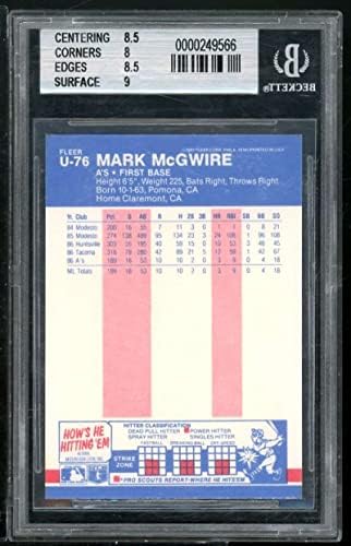 Mark McGwire Çaylak Kartı 1987 Fleer Güncellemesi BGS 8.5 (Açıklamayı Okuyun)