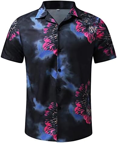 Erkekler İlkbahar Yaz İki Parçalı Set Plaj Kısa Kollu Gömlek ve Kısa pantolon seti Cep Moda Gevşek Şarap Takım Elbise