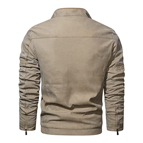 Erkek Yıkanmış Hafif Uçuş Ceket Kış Sıcak Softshell Bombacı Ceket Dış Giyim Tam Zip Rüzgarlık Ceketler (Mavi, X-Large)
