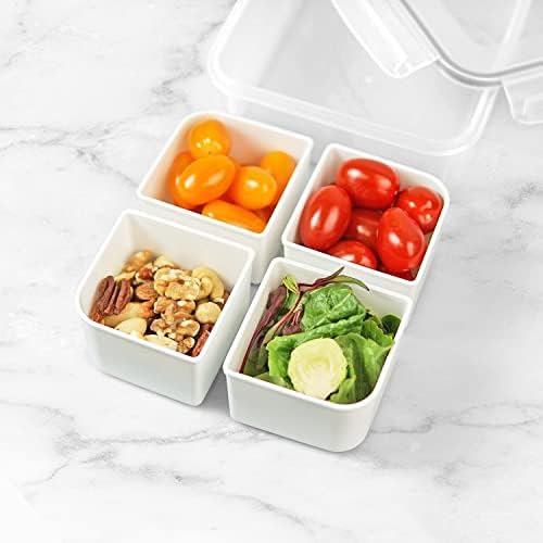 carrotez Gıda Saklama Kabı, 4 Bölmeli Gıda Kabı, Porsiyon Kontrol Kabı, Salata Kabı, Yemek Hazırlama, Yeniden Kullanılabilir,