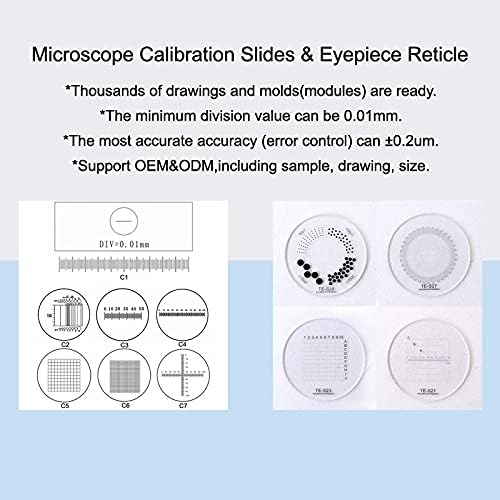 Mikroskop Aksesuarları Kiti 0.1 MM 1MM Izgara Ölçeği Değeri, Mikrometre Kalibrasyon Reticle Mikroskop Slaytları (Renk