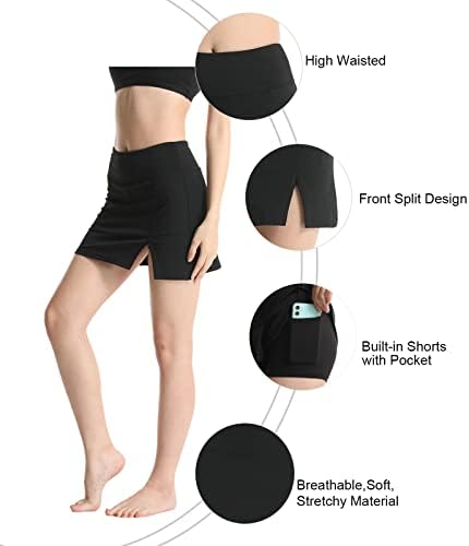 WKLOUYHE Tenis Etekler Kadınlar için Golf Atletik Etekler Mini Egzersiz Koşu Şort Cepler ile