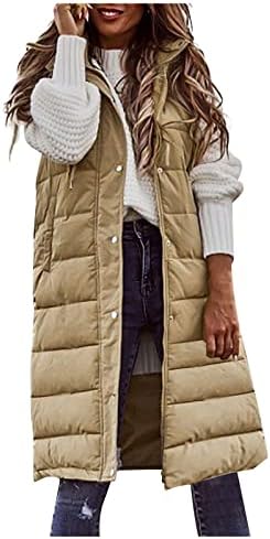 COTECRAM Kirpi Yelek Kadın Moda Artı Boyutu Kolsuz Kışlık mont fermuarlı kapüşonlu kıyafet Rahat Uzun balon ceket