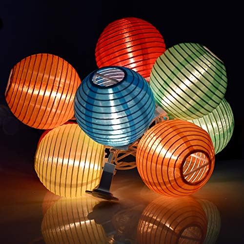 GOTHY 8.5 Ft Çok Renkli Fener Dize ışıkları Dış Mekan Fişi, 10 Mini Renkli Fenerli Bağlanabilir Dekoratif ışıklar
