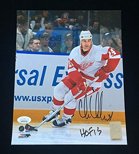 Chris Chelios Detroit Red Wings, JSA COA ile İmzalı 8x10 Fotoğraf İmzaladı