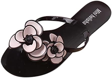 Tanga Sandalet Kadınlar için Moda Çiçekler clip-on Slaytlar Sandalet, Genç Kızlar Düz Terlik Sandalet Açık plaj ayakkabısı