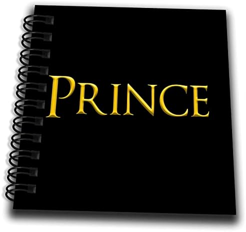 ABD'de 3dRose Prens popüler erkek bebek adı. Siyah çekicilik üzerine sarı - Çizim Kitapları (db-362781-2)