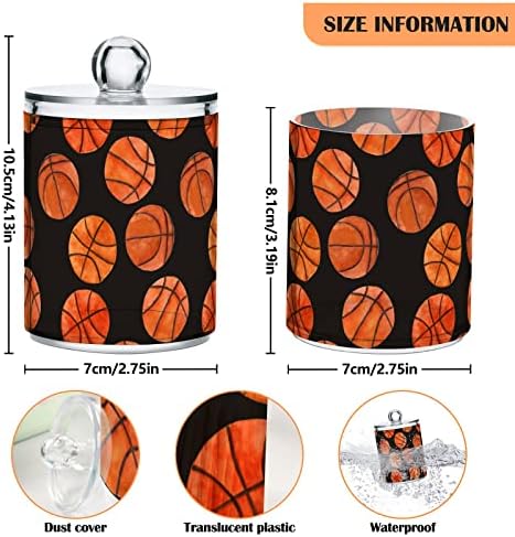 Suluboya Basketbol Topu pamuklu çubuk Tutucu Banyo Kapları Kapaklı Kavanozlar Set Pamuklu Çubuk Ped Yuvarlak Tutucu