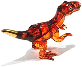 El yapımı Mini Tyrannosaurus (T-Rex) Sanat Cam Üflemeli Jurassic Dinozor Heykelcik