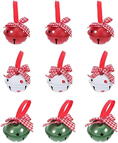 PRETYZOOM 27 pcs Rustik Şerit Yıldız Bells Süsler: Sahne asılı dekorlar Süslemeler cm Çeşitli Noel Desen Metalik Çan
