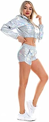 Kadın Metalik Şort Parlak Pantolon Yoga Sparkly Sıcak İpli Kıyafet Elastik Bel Rave Ganimet Dans