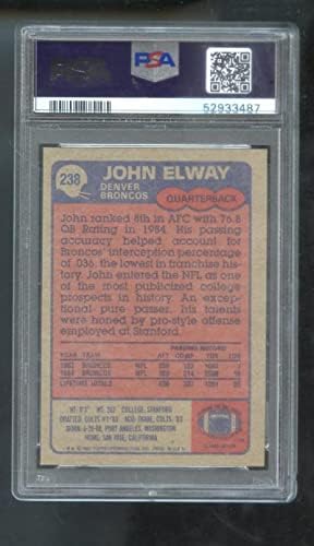 1985 Topps 238 John Elway PSA 7 Dereceli Futbol Kartı NFL Denver Broncos