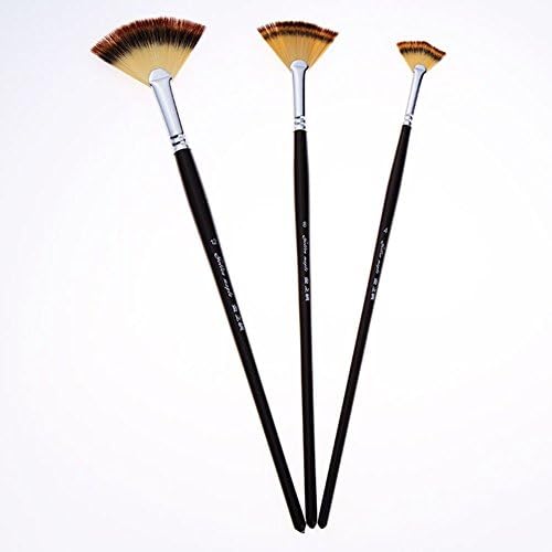 Shuohu Fan Şekli boya fırçaları Seti 3 adet Profesyonel Naylon Saç boya fırçaları Sanatçı Suluboya Resim
