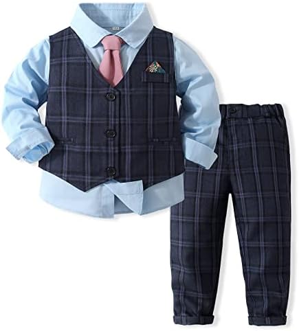 Kimocat Erkek Bebek Giysileri Kıyafet Suit Uzun Kollu Beyefendi Smokin Yelek Düğün Doğum Günü Partisi Takım Elbise