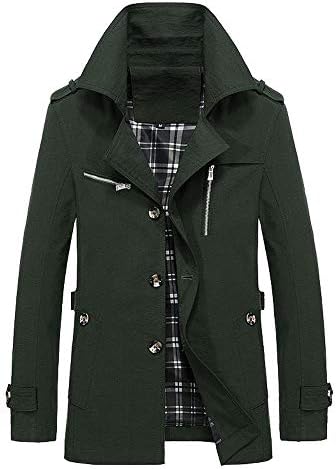 ıYYVV Erkek Kış Sıcak Ceket Palto Dış Giyim İnce Uzun Trençkot Düğmeleri Ceket Ceket