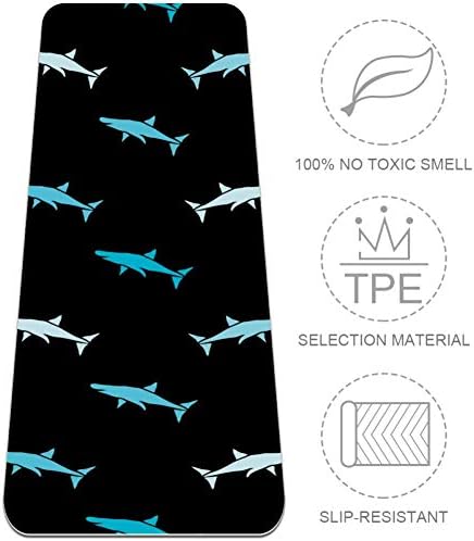 Soyut Köpekbalığı Sembolleri6mm Baskı Ekstra Kalın Yoga Matı, Çevre Dostu TPE egzersiz matları Yoga, Egzersiz, Çekirdek