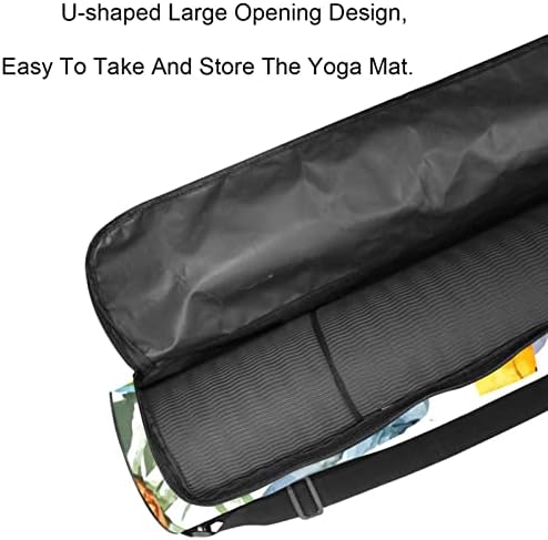 RATGDN Yoga Mat Çantası, Tropikal Toucan palmiye Yaprakları egzersiz yoga matı Taşıyıcı Tam Zip Yoga Mat Taşıma Çantası