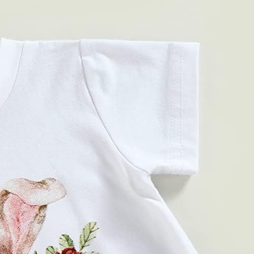 Çocuklar Yürümeye Başlayan Bebek Kız Paskalya Kıyafetler Kısa Kollu Gömlek Tavşan T-Shirt + Flare Pantolon 2 Adet