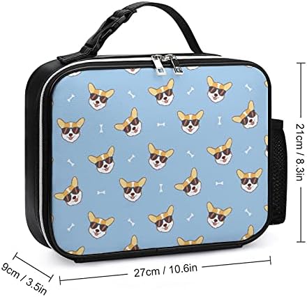 Sevimli Corgi Köpek Yüz Güneş Gözlüğü ile Yeniden Kullanılabilir yemek taşıma çantası Yalıtımlı öğle yemeği kutu konteyner