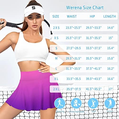 Pilili Tenis Etek Şort ile Kadınlar için Atletik Golf Skorts Cepler ile Yüksek Belli Egzersiz Koşu Etekler