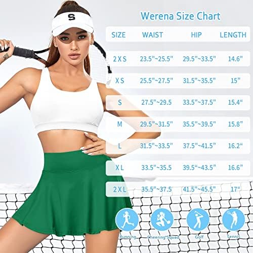 Pilili Tenis Etek Şort ile Kadınlar için Atletik Golf Skorts Cepler ile Yüksek Belli Egzersiz Koşu Etekler