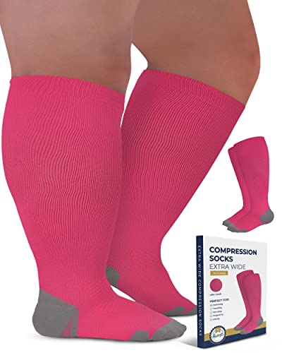 Pembrook Artı Boyutu varis çorabı Geniş Buzağı - 6XL / 20-30 mmHg Geniş Buzağı varis çorabı Kadınlar için Artı Boyutu