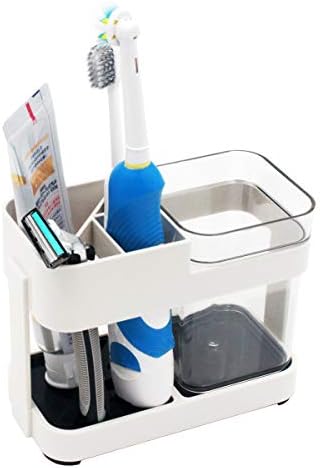 Funly mee Diş Fırçası ve Diş Macunu Standı Tutucu ile 1 Bardak Banyo Depolama Organizatör için, 4 Yuvaları için Elektrikli