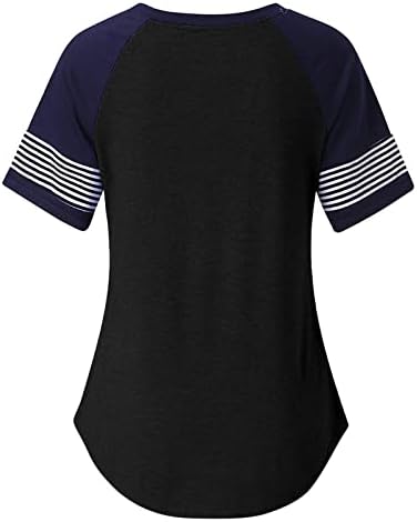 Bayan Üstleri Şık Rahat yazlık gömlek 2023 Kısa Kollu Crewneck Colorblock Pamuk Tees Gevşek bol tişört Bluz