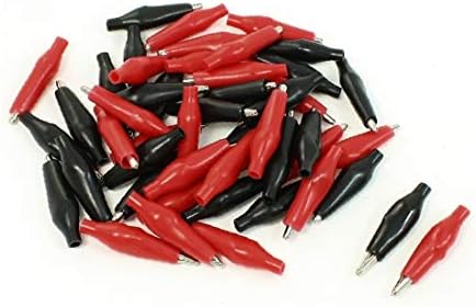 X-DREE Siyah Kırmızı 30mm Uzun Metal Timsah Klipleri Test Kelepçeleri 50 Adet(Siyah Kırmızı 30mm Uzun Metal Timsah