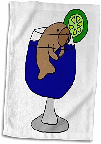 3dRose All Smiles Sanat Yiyecek ve İçecekleri - Margarita Bardağında Komik Denizayısı-Havlular (twl-240068-3)