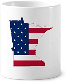 Minnesota ABD Haritası Yıldız Çizgili Bayrak Şekli Diş Fırçası kalemlik Kupa Seramik Standı Kalem Kupası