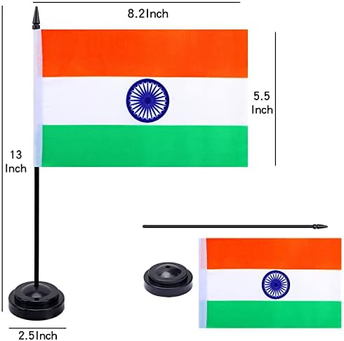 FWIW Hindistan Hindistan Bayrağı Hindistan Masa Bayrağı Stand Tabanlı Küçük Mini Hindistan Ofis Masası Bayrakları,