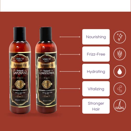 VoilaVe Argan Yağı Şampuan ve Saç Kremi Paketi - Tüm Saç Tipleri için Doğal Malzemelerden Üretilmiştir-Sülfat ve Paraben