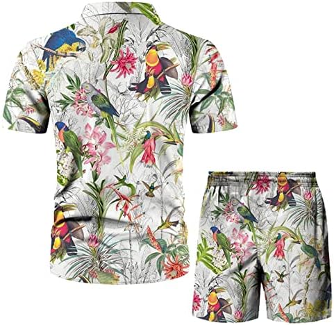 Spor Seti Plaj Yaz Rahat Baskılı Kısa Düğmeli Kollu Set Bahar Rahat Erkek Şort Gömlek erkek Takım Elbise