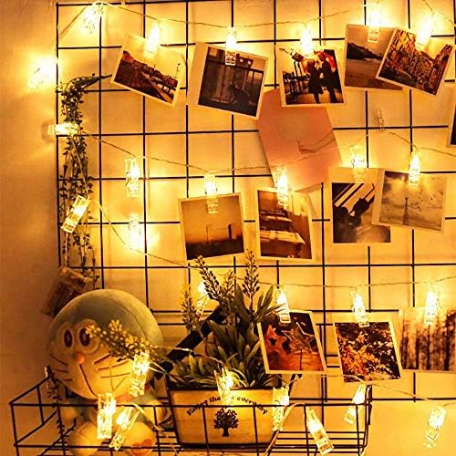 Fotoğraf klip dize ışıkları akülü LED yıldızlı peri bakır dize ışıkları ile temizle klipler için resimler doğum günü