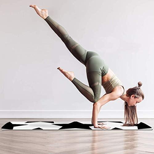 Unicey Kalın Kaymaz Egzersiz ve Fitness 1/4 Yoga mat Siyah Yıldız Desen Beyaz Arka Plan Baskı Yoga Pilates ve Zemin