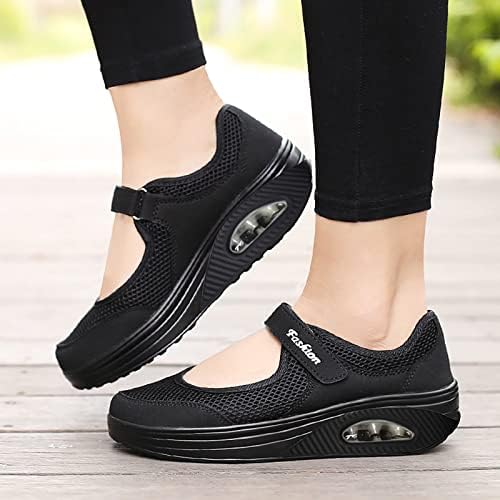 PGOJUNI platform sandaletler Kadınlar için, Bayan Nefes Örgü Yürüyüş Katır Sneakers Aç Geri Üzerinde Kayma gündelik
