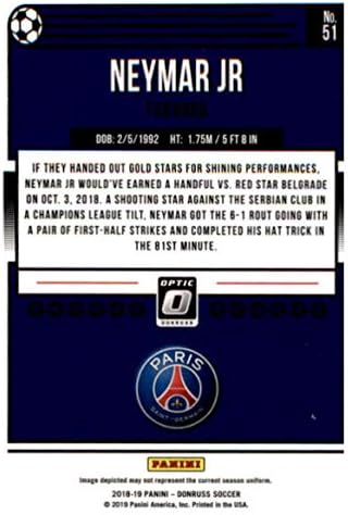2018-19 Donruss Optik 51 Neymar Jr Paris Saint-Germain Resmi Panini Futbol 2018-2019 Futbol Ticaret Kartı